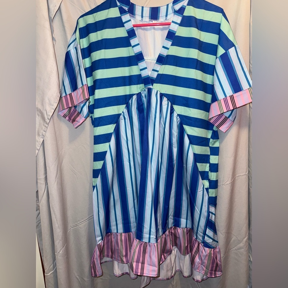 Striped Multicolor V-Neck Dress